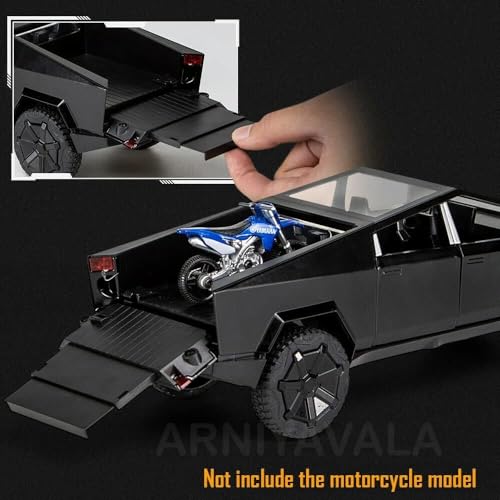 Image of 1:24 Scale Big Tesla Cybertruck Model Diecast Metal Pullback Toy Car With Openable Doors & Light, Music Boys Car For Kids Best Toys Gifts Toys For Kids (Balck), Multicolor