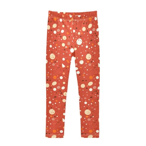 KLL White Polka Dot Red Background Chestnut Toddler Baby Girl Leggings Comfortable Full Length Dance Pants Running