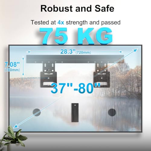 Ultra Slim TV-Wandhalterung - IMtKotW TV Halterung für 37-80 Zoll Fernseher, Max. 75 kg, TV Halterung max. VESA 600x400, Universelle Kompatibilität, Abstand zur Wand nur 0,95 cm – Bild 3