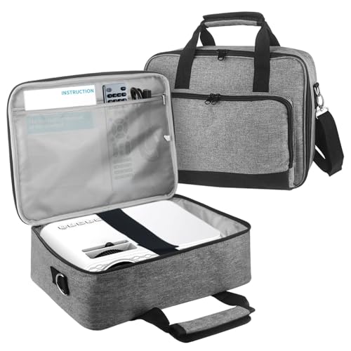 Jenlan Projector Carrying Case, Projector Bag Large Projector Carrying Case with Accessories Pockets Adjustable Shoulder Straps Portable Storage Travel Case Compatible with Most Major Projectors