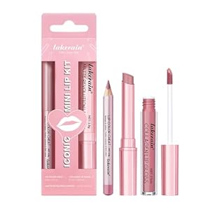 3PCS Matte Liquid Lipstick Lip Balm & Lip Liner Lip Kit, Hydrating Tinted Pink Lip Balm, Collagen Lip Gloss For Dry Lips, Waterproof Make Up Set (Colour, # 01)