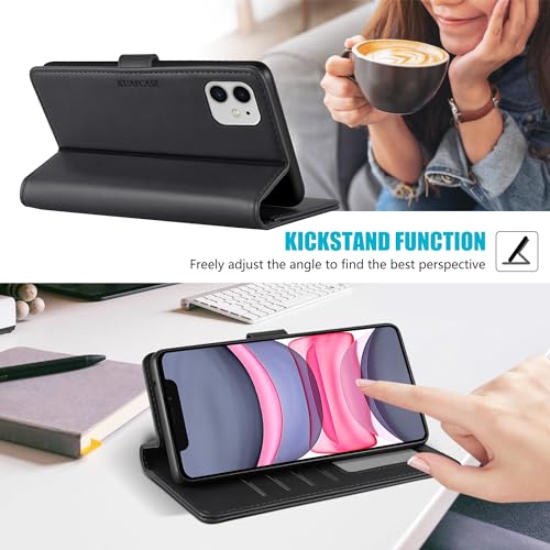 Kuafcase Compatible for iPhone 11 Case with 4 Card Slots Magnetic Closure Kickstand Shockproof Protective Phone Case Compatible for iPhone 11 - Image 4