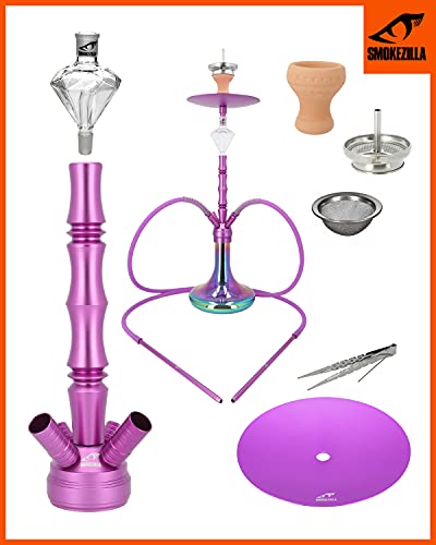Smokezilla® MINYA 2S 2-Schlauch-Set Aluminium Rainbow Shisha | Spitze Optik mit Regenbogen Bowl und Diamond… – Bild 8