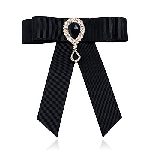 CH01 Women Ladies Girls Black Vintage Bow Sweater Pin Brooch Crystal Brooches Rhinestone Pins for Sweater Clothing