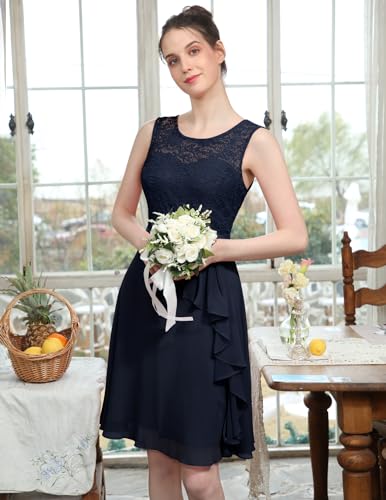 Image of BeryLove Womens Boat Neck A Line Sleeveless Lace Formal Homecoming Dress