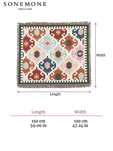 Sonemone Boho Throw Blanket Year Round Aztec Bohemian Blanket Home Cozy Couch Sofa Bed Travel 50"X60" Multicolor #TOP4