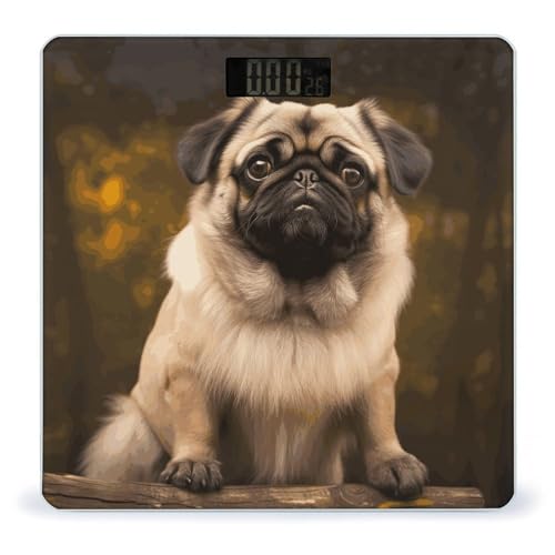 Báscula Digital de Baño Pug Dog en Vidrio Templado