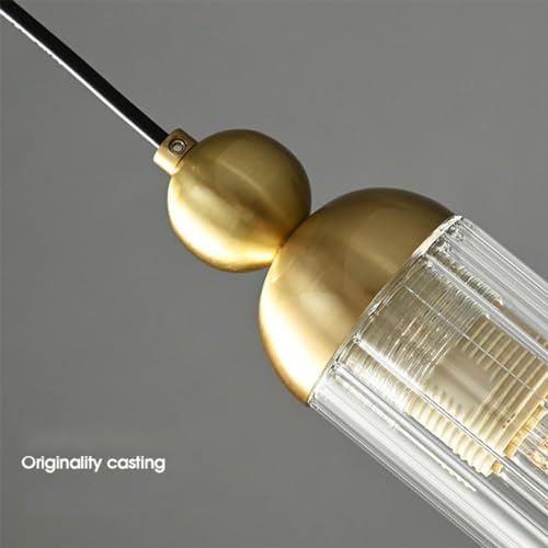 Lustre avec fil réglable en cuivre et suspension minimaliste E14 avec un abat-jour en verre