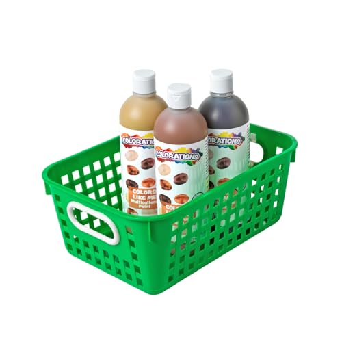 Image of Really Good Stuff Medium Plastic Book Baskets, 11 inch by 7.5 inch by 4.5 inch, 6-Pack | Rainbow Group Colors, Versatile Storage Solution for Classroom, Home, & Office