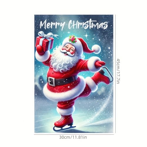 Image of BlissYard Christmas Garden Flag 12x18 Inch Santa Claus Snow Yard Decor | Double sided polyester, Santa Claus snow scene design, classic seasonal decor for Christmas porch and yard