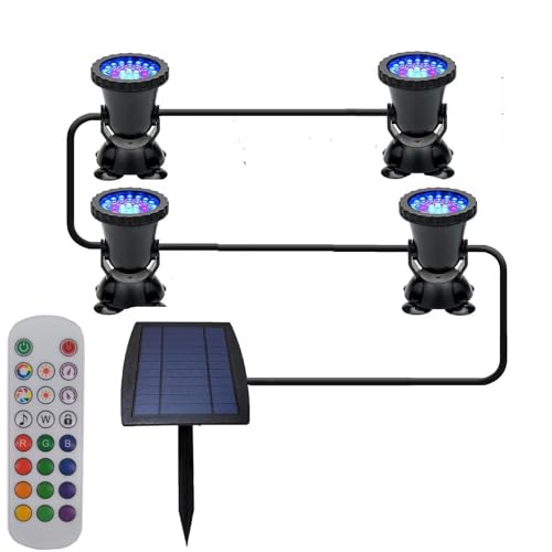 yoosuml - Focos solares para estanque, luces LED subacuáticas para exteriores, luz LED RGB para paisaje IP68,...