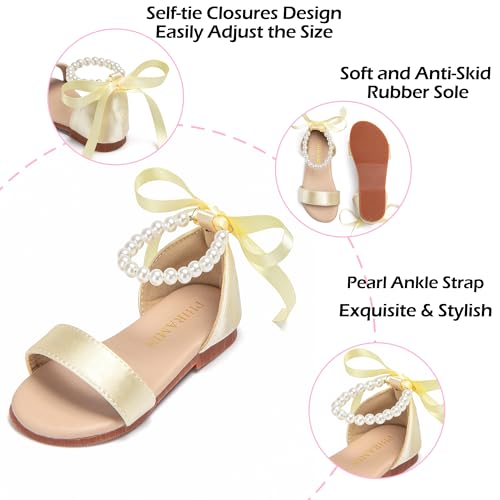 Image of PHIRAMIN Toddler Girl Sandals - Flower Girl Dress Shoes Open Toe Little Kid Wedding Party