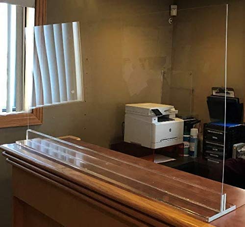 INSHOPFITTING Sneeze Guard Portable Counter Shield | Acrylic Plexiglass Countertop Display | Clear Desk Panel Barrier for Office Safety, Employees, Workers, Customers (Standard - 24" x 32")