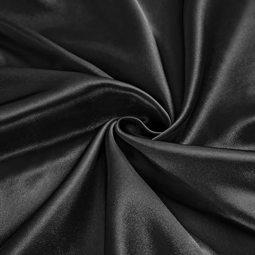 Ersmak Black Satin Fabric by The Yard, 60" Wide Shiny & Soft Charmeuse Silky Satin Fabric for DIY Craft, Wedding Decorations, Sewing, 1 Yard