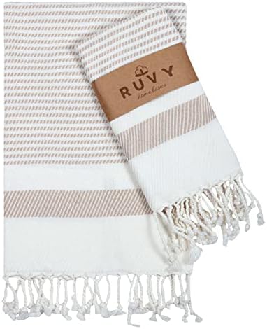 Ruvy Home Basics Turkish Hand Towels for Bathroom Set of 2 | 18"x40", Cotton | Bathroom Hand Towels & Decorative Hand Towels for Bathroom, Kitchen Towels, Dishcloth, Tea, Yoga, Face, Gym - Beige
