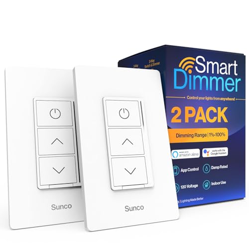 Sunco 2 Pack WiFi Smart Dimmer Switches