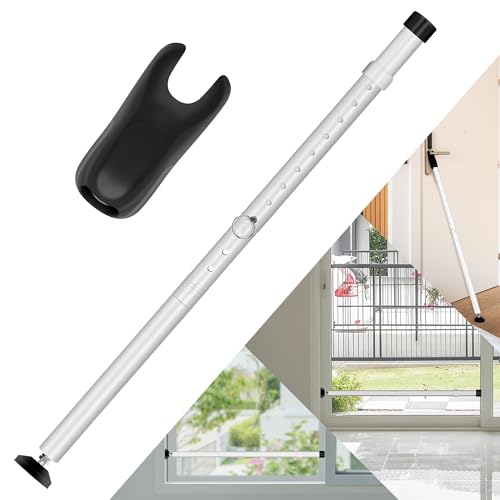 JSungo 2-in-1 Sliding Door Security Bar, Upgrade Door Stoppers Security, Heavy-Duty Door Jammer Door Stopper for Sliding Window, Adjustable Door Jammer for Home, Apartment, and Hotel, White, 1 Pack