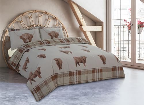 De Cama Tartan Stag Copripiumino matrimoniale King colore Ecru/marrone (l5b) | Acquisti Online su