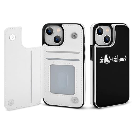 適用 iPhone13ProMax用ケース 手帳型 シュレディンガーの猫 方程式 スマホケース カード収納 スタンド機能 アイフォン13ProMaxケース 耐衝撃 PUレザー カバー 財布型 Case