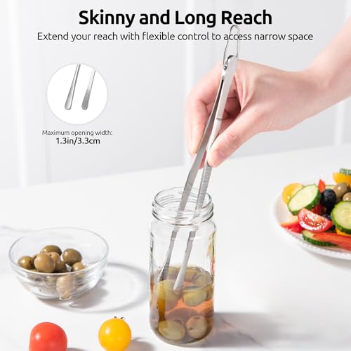 Image of U-Taste Kitchen Cooking Tweezer, 18 /8 Stainless Steel Tong, 8in /Round Tip