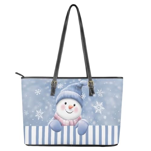Image of Coldinair Christmas Leather Tote Bag for Women with Zipper Large Shoulder Tote Bag Shopping Casual Travel Bag Handbag Purse