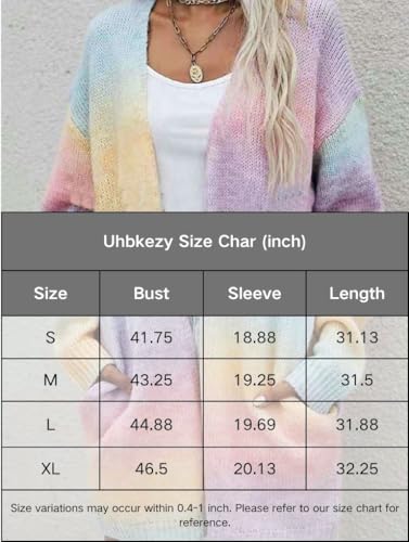 Image of 2024 Womens Knit Open Front Rainbow Cardigan Sweater Long Sleeve