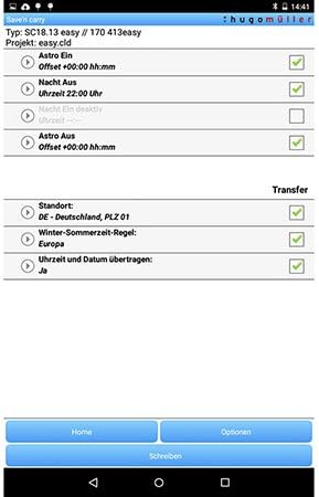 Screenshot of the Müller Save'n Carry app showing program settings