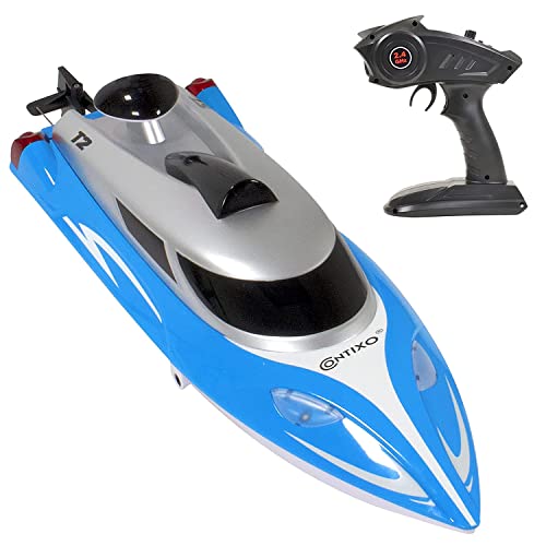Contixo T2+ RC Boat Remote Control Boats - Boat Toys for Water Pool 20+ MPH 2.4 GHz Race Boat Toy for Boys Girls Adults Age 3+ Year Old Birthday Gifts Ideas for Kids(One Rechargeable Battery)