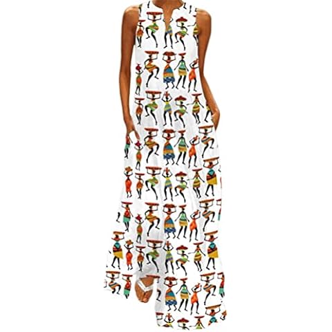 shownicer Vestido Largo Verano Estampado Boho Cover