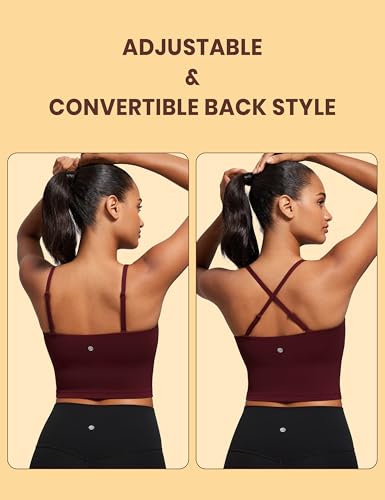 Image of CRZ YOGA Butterluxe Cami Crop Tank Tops | Light Support, Removable Pads, Yoga, Extremely Soft, Square Neck, Spaghetti Straps, Longline Sports Bras for Women