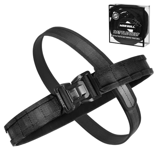 WarBull Tactical Battle Molle Belt, 2'' Quick Release Gun Belt w/Secure Locking & 1.57'' EDC Inner Belts, Heavy Duty Combat Outer Duty Belt for Law Enforcement, Security, Shooter -Black XXL
