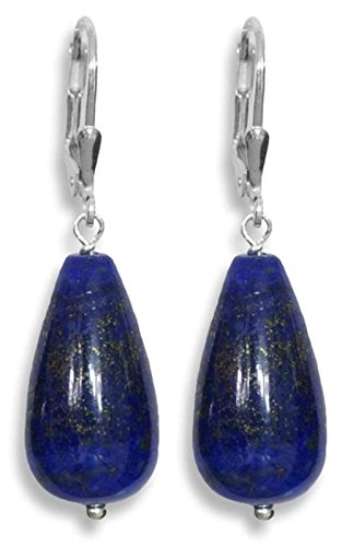 Preisvergleich Produktbild ERCE Lapislazuli Edelsteinschmuck Ohrringe Tropfen, 925 Silber