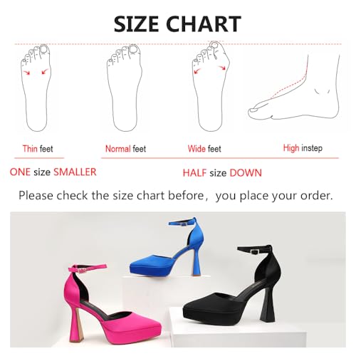 JENN ARDOR Women’s Chunky Platform High Block Heels Pointed Closed Toe Ankle Strap Comfortable Sexy Party Dress Wedding Pumps Shoes2