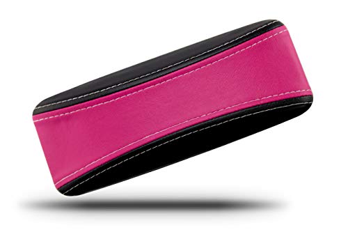 Protective Case for Reading Glasses - Designed for Men and Women - Prevent Scratches on Your Glasses and Sun Glasses - Premium Leather Felt Lined - Pink on Black with White Stitching
