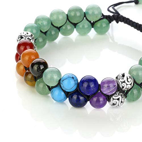 Image of Top Plaza Bead Chakra Bracelet 7 Chakras Healing Crystals Bracelet Yoga Stone Beads Bracelets Meditation Relax Anxiety Bangle for Womens Mens