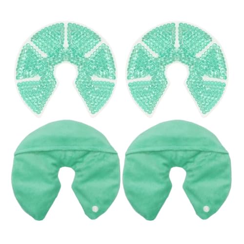 Image of Hot/Cold Breast Gel Bead Ice Packs Breast Cooling/Heat Pads Relief for Breastfeeding, Nursing Pain, Mastitis, Engorgement, Swelling, Plugged Ducts | Boost Milk Let-Down & Production,2 Pack (Green)