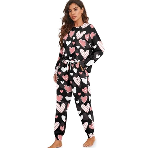 Image of Women's Pajamas Set Soft 2 Piece Loungewear Long Sleeve Pj Set Matching Sleepwear with Pockets for Women Plus Size