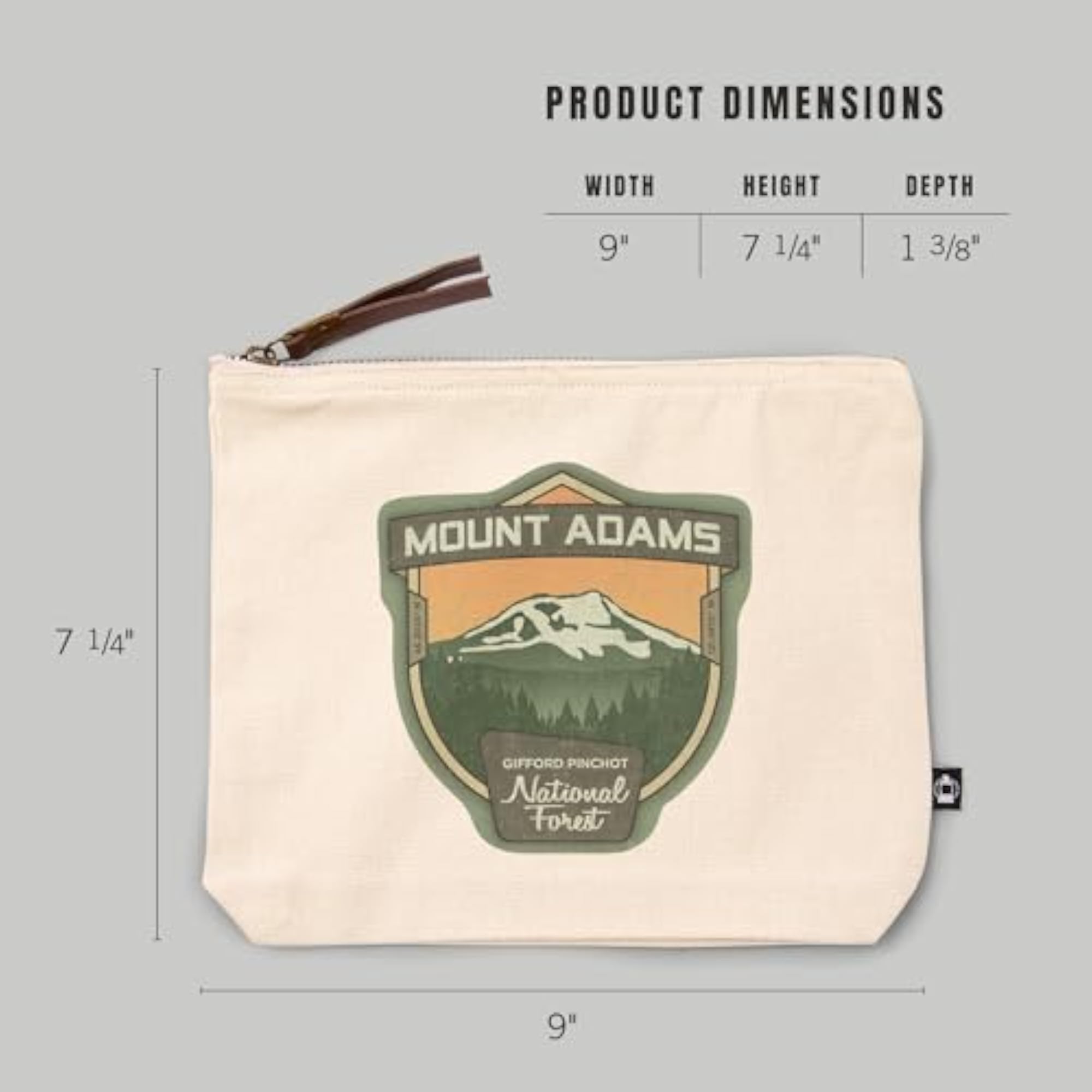 Cotton Zipper Pouch, Travel Accessory, Mount Adams Design