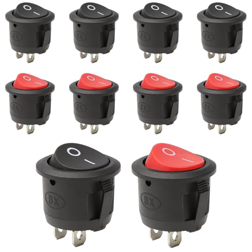 10 Mini Interruttori A Bilanciere 2 Pin On/Off – 10x15 Mm Per Barche, Auto E Progetti Fai-da-Te