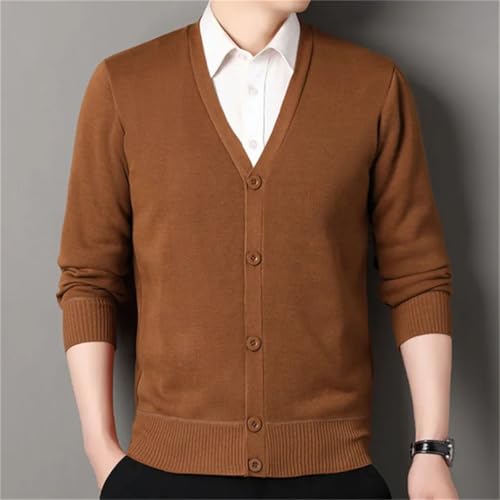 Men’S Slim Fit V-Neck Cardigan Sweater Long Sleeve Button Up Fleece Lined Warm Knitted Sweatercoat3