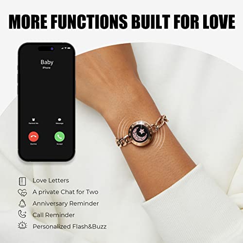 TOTWOO Long Distance Touch Bracelets for Couples, Smart Light & Vibration Love Jewelry, Long Distance Valentines Day Gifts for Him Her Women Men, One-to-One Bluetooth Pairing via App