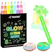 8 Colors Glow in the Dark Markers 2mm Round Tip Neon Fluorescent Paint Pens for Rock Painting, Fabric, Glass, Wood, and DIY Crafts