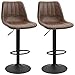 HOMCOM Lot de 2 tabourets de Bar Style Vintage réglable pivotant avec Repose-Pied revêtement synthétique Marron