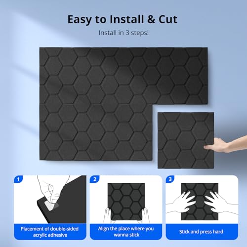 Acoustic Foam 12 Pack Sound Proof Foam Panels for Walls 1\"X 12\" X 12\" Acoustic Panels Sound Absorbing Acoustic Panel Noise Cancelling Wall Panels Sound Proof Panels for Walls Podcast Studio Equipment