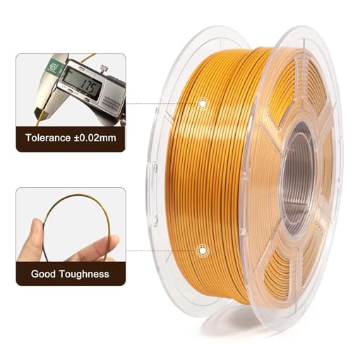 Image of FiLAMONT PLA Silk Filament 1.75mm, 3D Printer Filament, Shiny Silk 1.75 PLA Filament, 1kg(2.2Lbs) /Spool (Silk Gold Silver Copper)