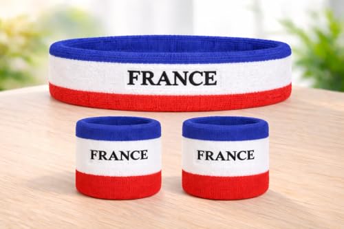 Image of Suddora Country Headband & Wristbands Set (Includes 2 Wrist & 1 Head Sweatband), Highly Moisture Wicking