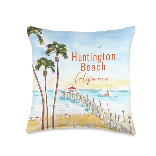 Huntington Beach Surf City Throw Pillow