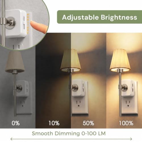 Image of L LOHAS LED Night Lights Plug into Wall, Pleated Fabric Cover Night Light | Vintage Nightlight With Dusk to Dawn Sensor, 0-100LM Dimmable, for Bedroom Living Room Hallway