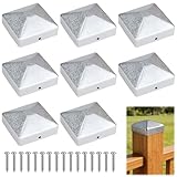 8 Pièces Chapeaux de Poteaux 7x7cm, Capuchons pour Poteaux de Clôture, Embases pour Poteau...