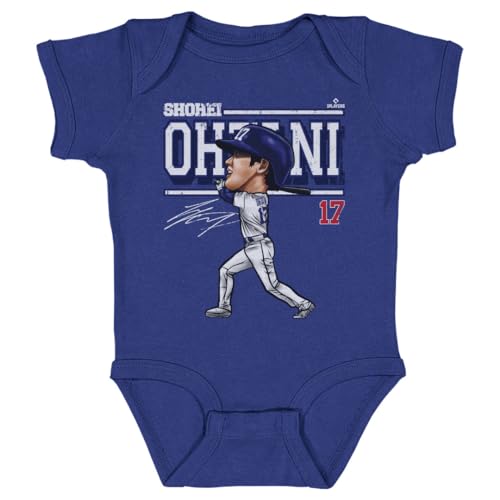 500 LEVEL Shohei Ohtani Baby Infant One Piece Bodysuit (12M, Royal Blue) - Shohei Ohtani Los Angeles Cartoon WHT